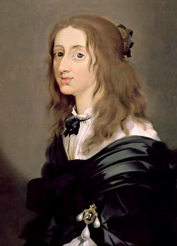 Rainha Cristina da Suécia por Sébastien Bourdon (1652), reprodução 1st-art-gallery.com 